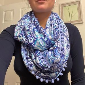 Lilly Pulitzer infinity tassel blue printed scarf